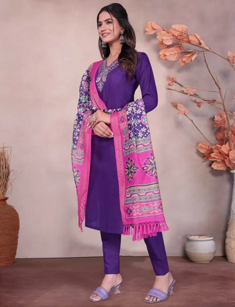 Vedika Hit Cotton by 9Star Blend Embroidered Designer Kurta Set